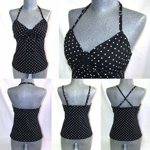 Lands End Polka Dot Tankini Swimsuit Top Size 2